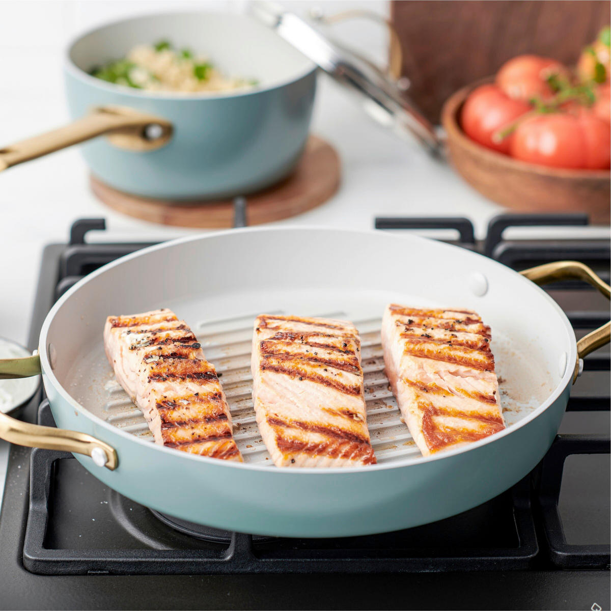 GRILLPFANNE Padova Reserve Keramikbeschichtung 28 cm  - Goldfarben/Weiß, Basics, Metall (28cm)