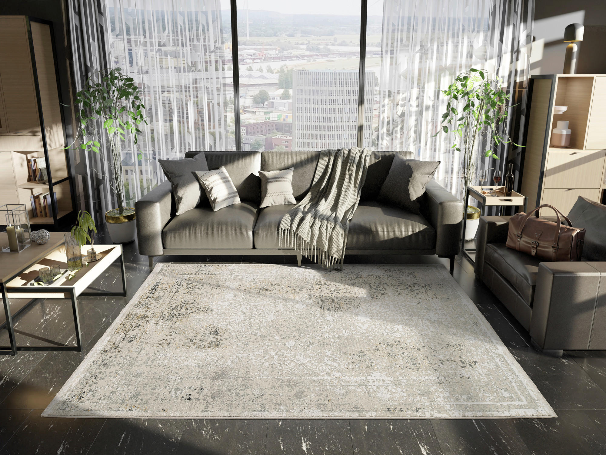 VINTAGE-TEPPICH 240/340 cm Elba Grau  - Grau, Design, Textil (240/340cm) - Dieter Knoll