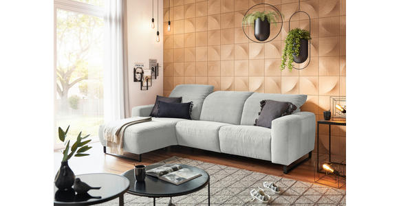 ECKSOFA  in Cord Hellgrau  180/266 cm  - Hellgrau/Schwarz, KONVENTIONELL, Textil/Metall (180/266cm) - Hom`in