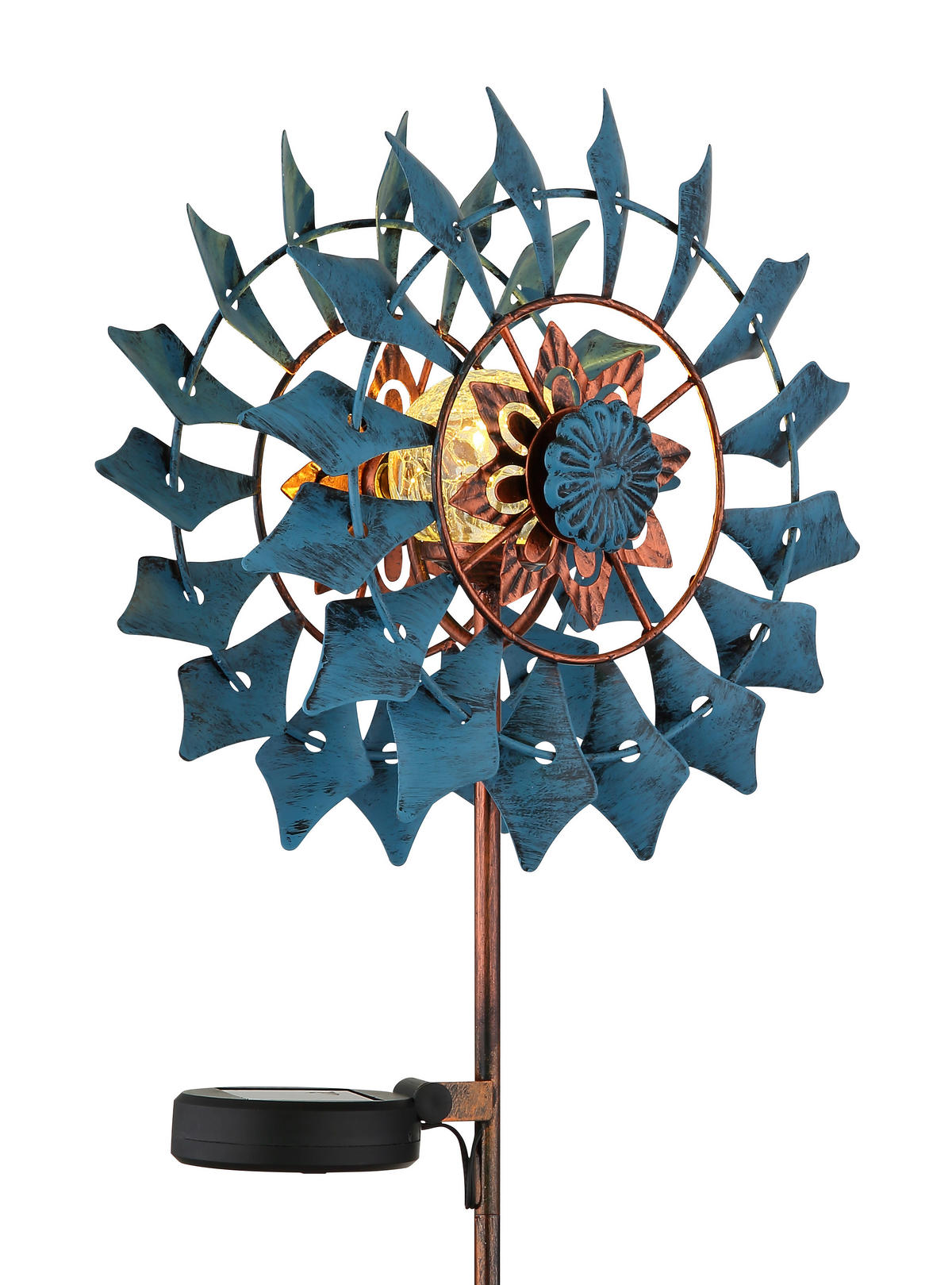 SOLARLEUCHTE  - Blau/Klar, Design, Glas/Metall (22,5/11,5/92cm) - Globo