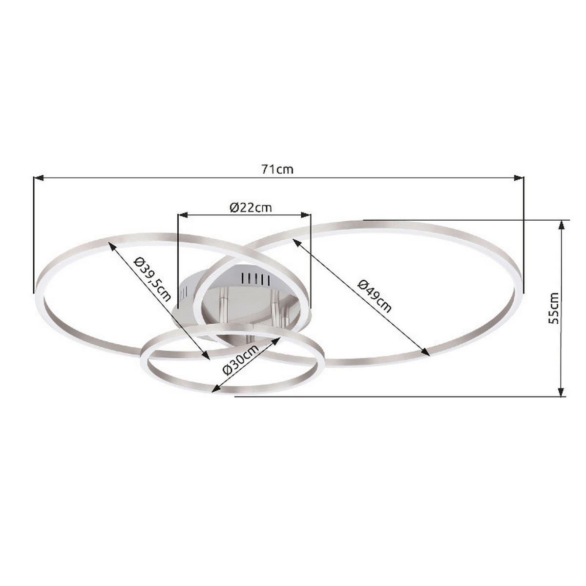 LED-DECKENLEUCHTE 68/55/10 cm   - Opal/Weiß, Design, Kunststoff/Metall (68/55/10cm) - Globo