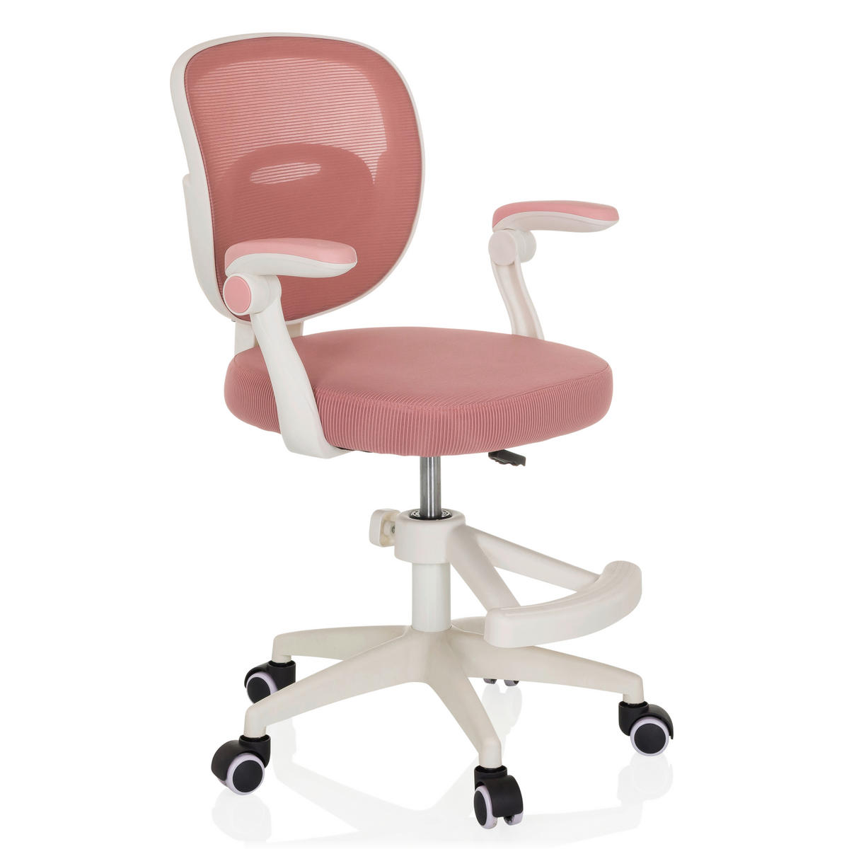 OTOČNÁ ŽIDLE PRO MLÁDEŽ, síťovina, růžová - bílá/růžová, Moderní, textil/plast (61/84-97/55cm) - MID.YOU