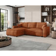 ECKSOFA Rostfarben Cord Zierkissen, Rückenkissen, Bettkasten, Schlaffunktion, Rücken echt, Liegefläche im Originalstoff  - Rostfarben/Schwarz, MODERN, Kunststoff/Textil (190/280cm) - Carryhome
