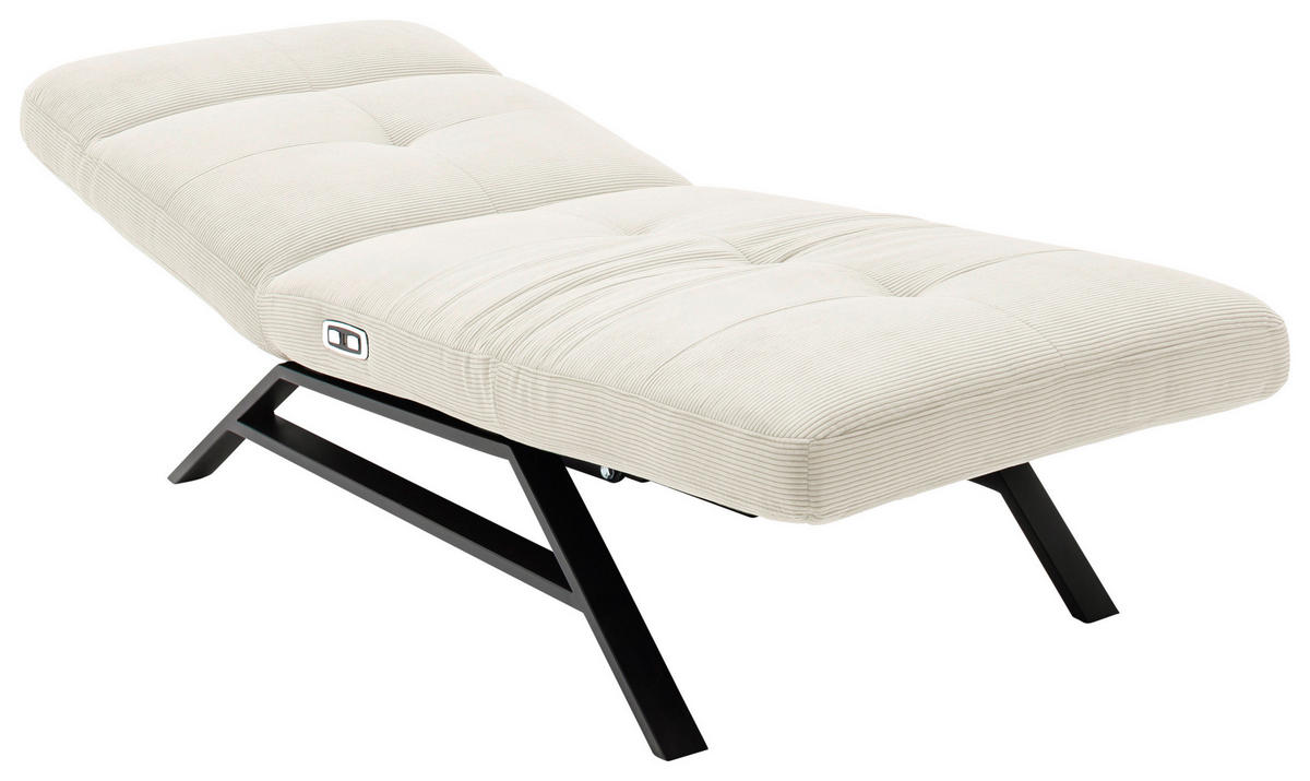 RELAXLIEGE in Cord Weiß  - Schwarz/Weiß, Design, Textil/Metall (80/54-113/158-198cm) - Pure Home Lifestyle