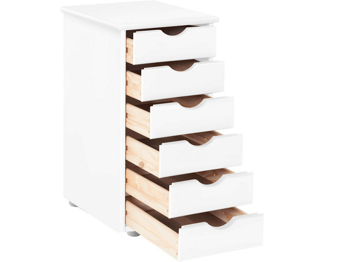 KOMMODE GENOVA, 34/66/39 cm, 6 Schublade(n)  - Silberfarben/Weiß, Design, Holz/Kunststoff (34/66/39cm) - Livetastic