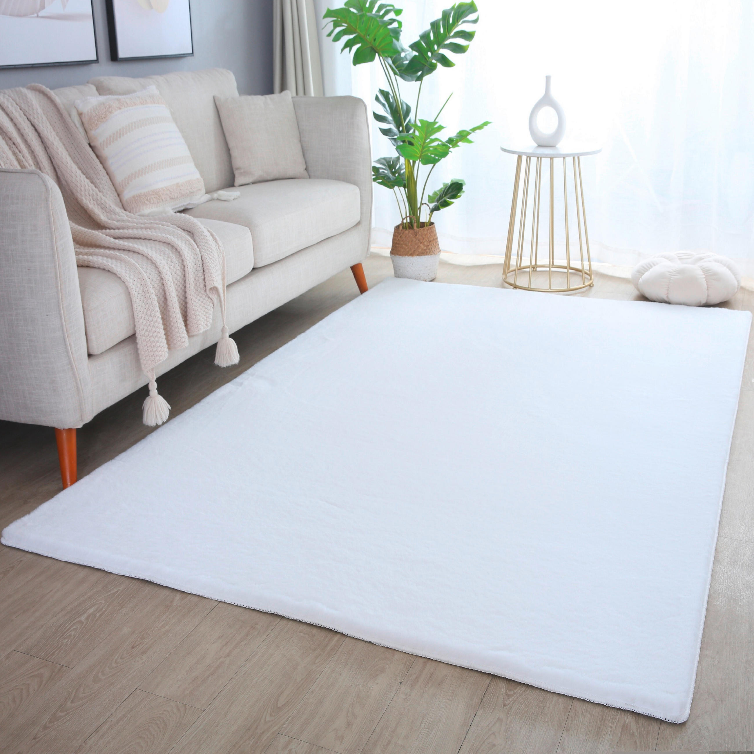 HOCHFLORTEPPICH 60/110 cm Pouffy Weiß  - Weiß, Basics, Textil (60/110cm)