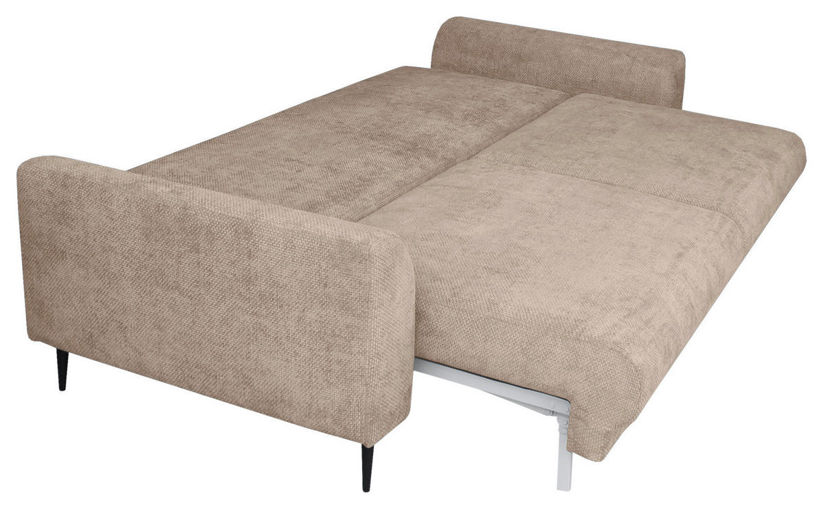 SCHLAFSOFA  mit Liegefunktion, Schlafen auf Sitzhöhe, Rücken echt Chenille Beige  - Beige/Schwarz, KONVENTIONELL, Textil/Metall (235/90/104cm) - Carryhome