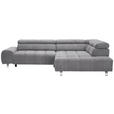 ECKSOFA  in Webstoff Grau  295/201 cm  - Silberfarben/Grau, Design, Textil/Metall (295/201cm) - Hom`in