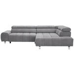 ECKSOFA  in Webstoff Grau  295/201 cm  - Silberfarben/Grau, Design, Textil/Metall (295/201cm) - Hom`in