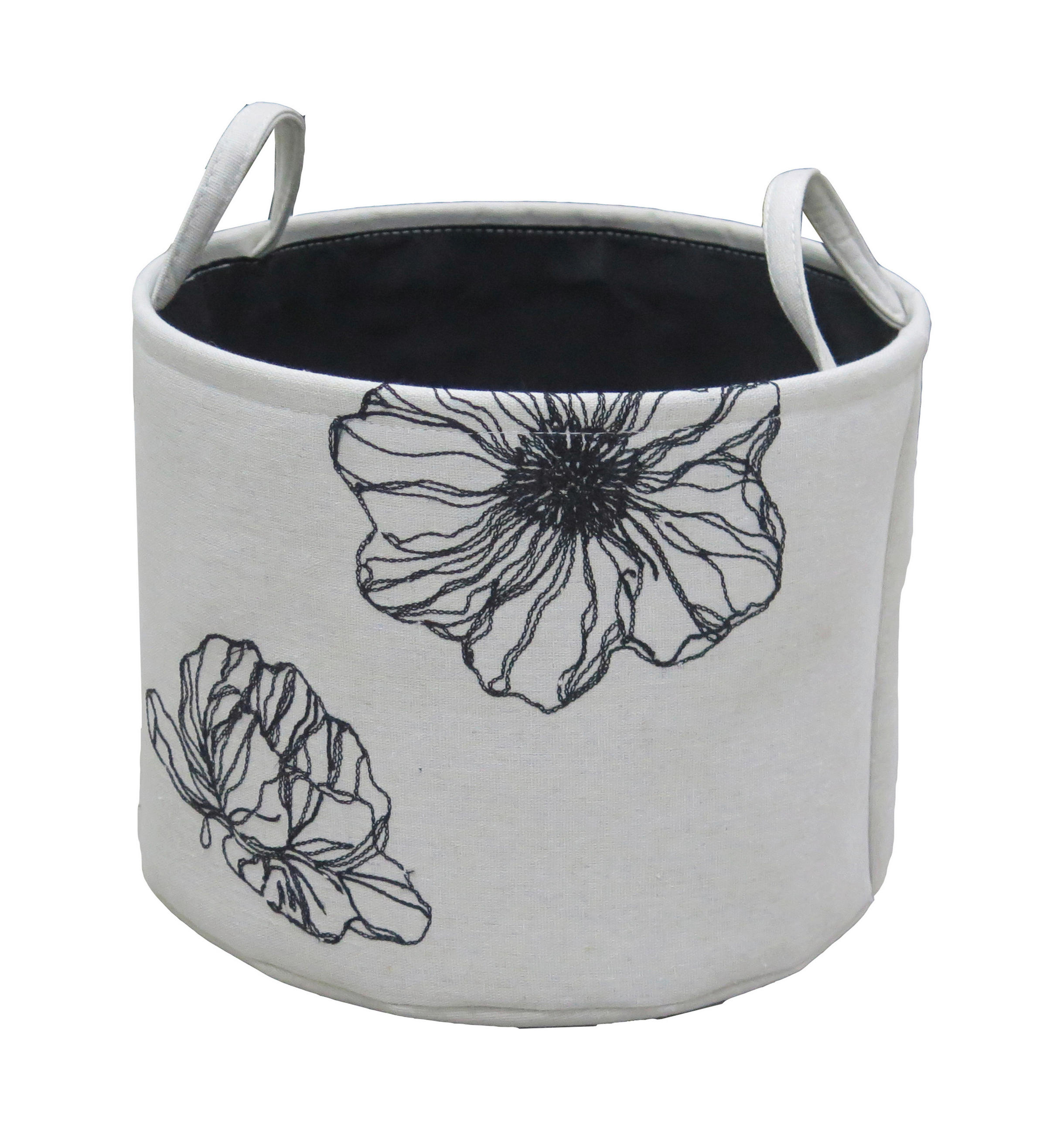 ÚLOŽNÝ KOŠÍK, kov, plast, textil - čierna/biela, Basics, kov/textil (34/25cm) - Ambia Home