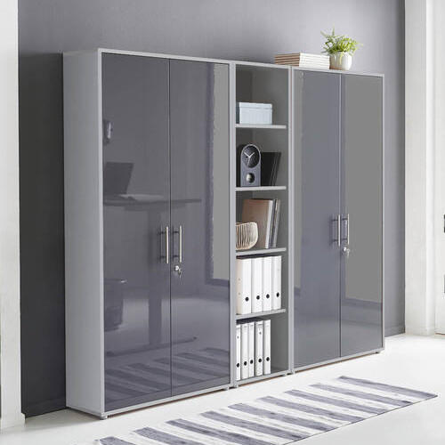 AKTENSCHRANK Grau, Anthrazit Hochglanz  - Anthrazit Hochglanz/Grau, MODERN, Holzwerkstoff (212,9/185,6/33cm) - MID.YOU