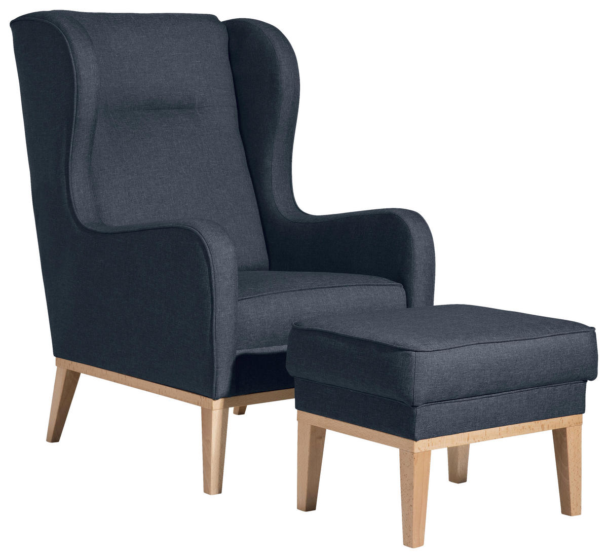 HOCKER in Textil Dunkelblau  - Naturfarben/Dunkelblau, Konventionell, Holz/Textil (50/41/41cm) - Max Winzer