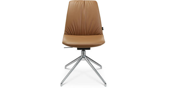 STUHL in Aluminium Echtleder pigmentiert Metall, Leder - Cognac/Alufarben, Design, Leder/Metall (46/81,5-84,5/55cm) - Johann Jakob