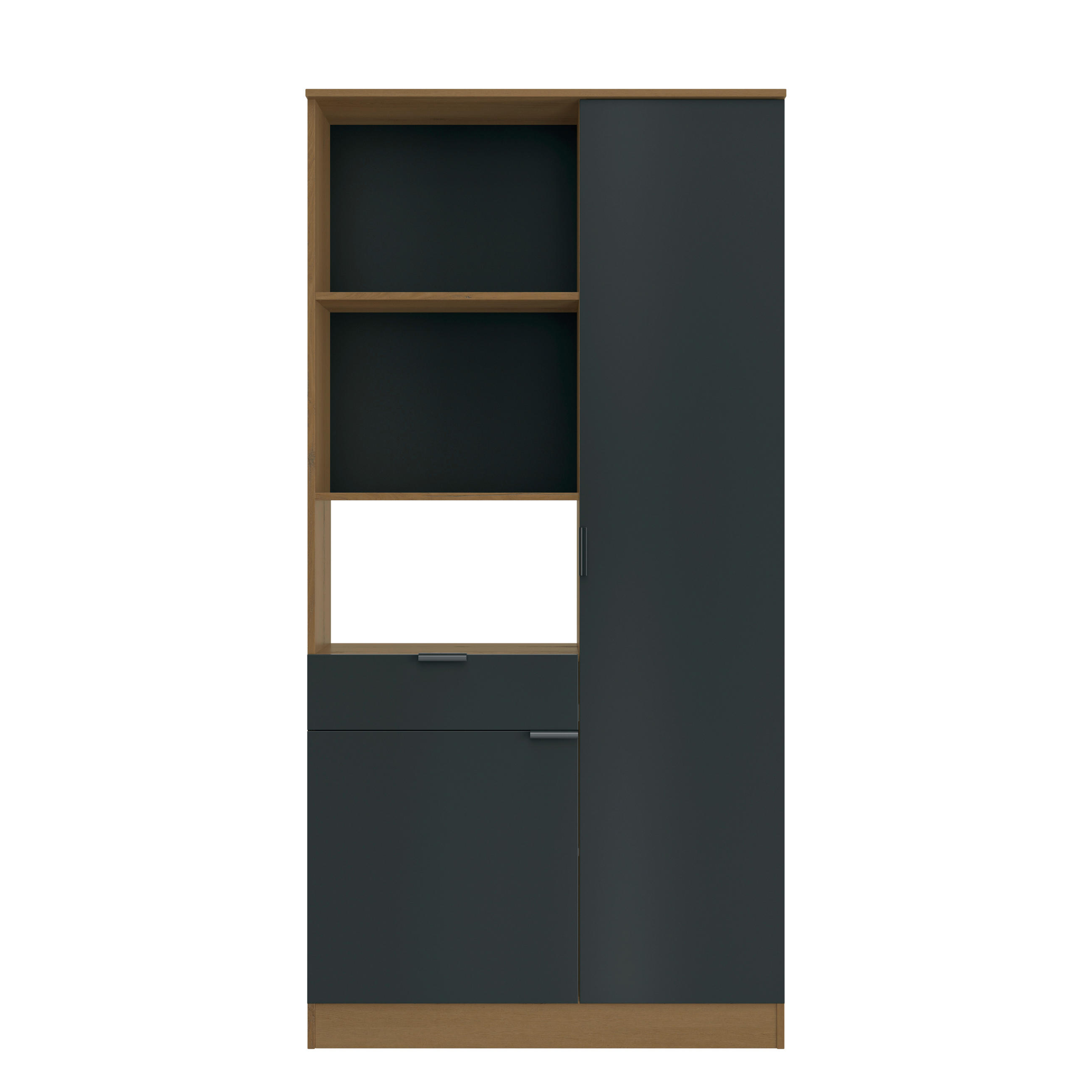 BUFFET 100/200/41 cm  in Schwarz, Eichefarben  - Eichefarben/Schwarz, Basics, Holzwerkstoff/Metall (100/200/41cm) - MID.YOU