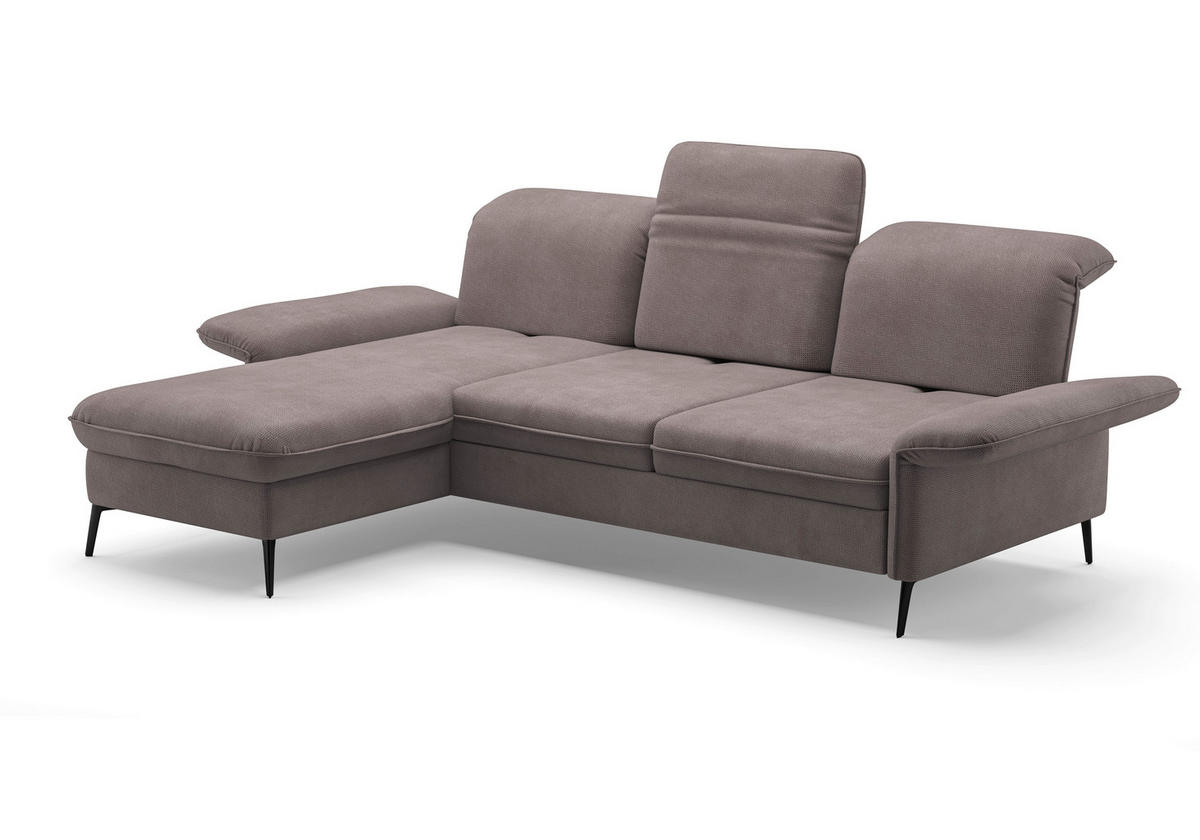 ECKSOFA in Flachgewebe Taupe  - Taupe/Schwarz, Konventionell, Textil/Metall (198/264cm) - Sit & More