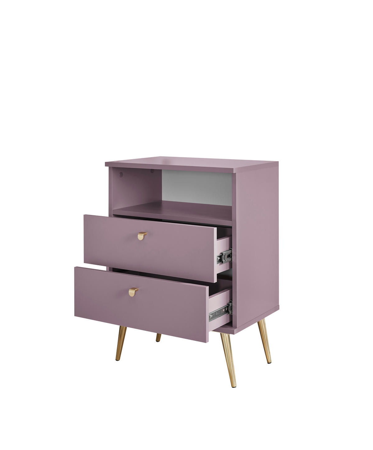 Noptieră, 50/70/34 cm, prună - prună/alămiu, Modern, metal/material pe bază de lemn (50/70/34cm) - Ti'me