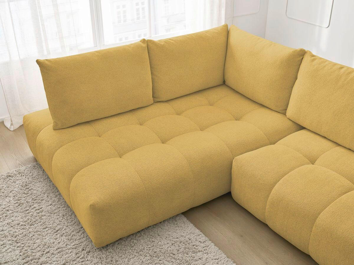 ECKSCHLAFSOFA EVEREST  mit Rücken echt, Armteil links, Armteil rechts Flachgewebe Gelb  - Gelb/Schwarz, MODERN, Kunststoff/Textil (320/212cm)