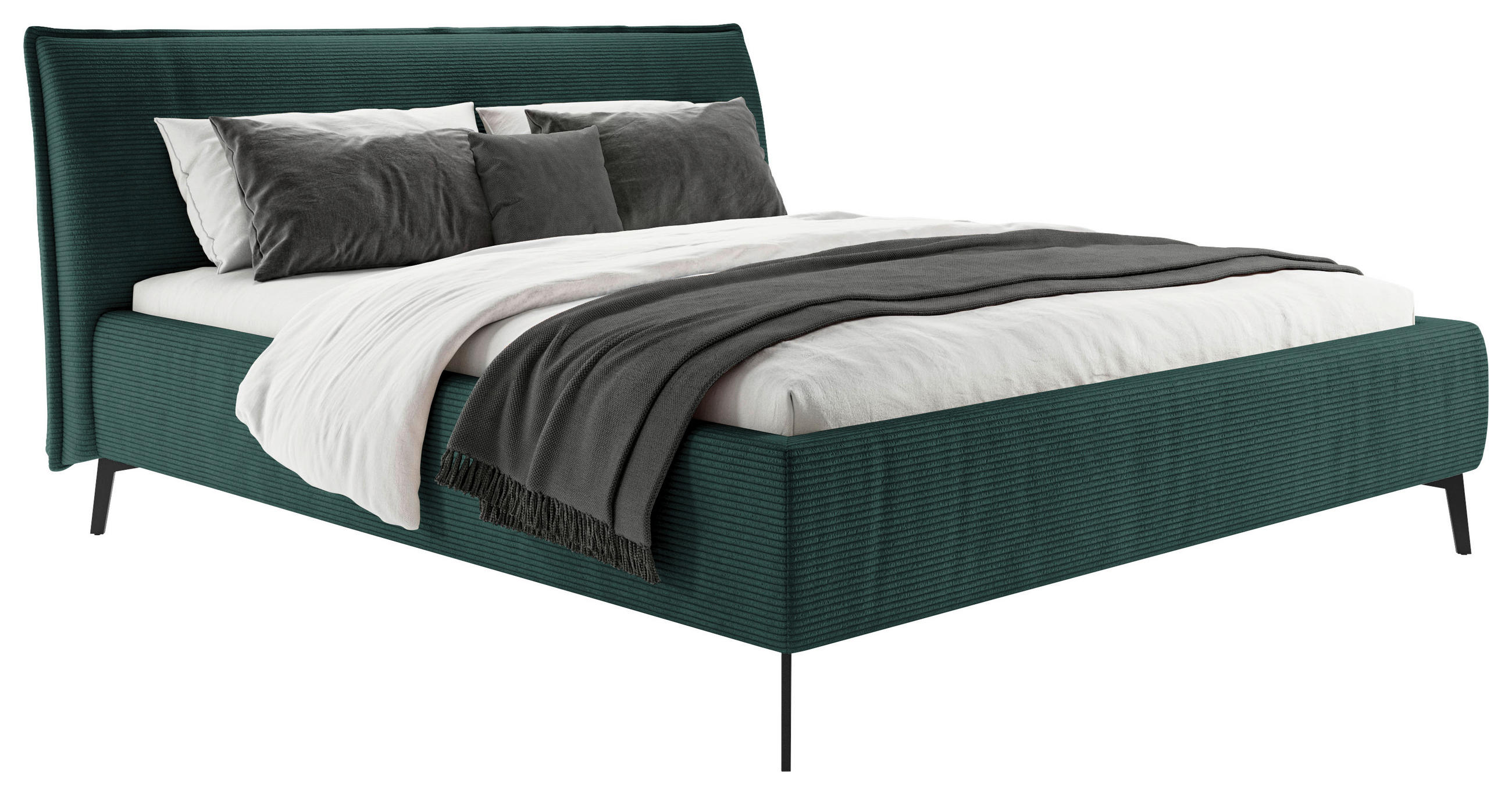 POLSTERBETT 180/200 cm  in Waldgrün  - Waldgrün/Schwarz, Design, Textil/Metall (180/200cm) - Lomoco