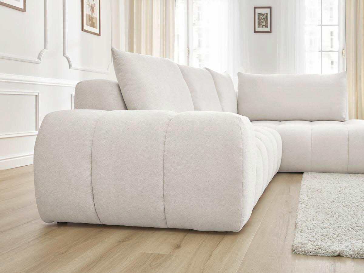 ECKSOFA Ottomane rechts  EVEREST Weiß Struktur  - Schwarz/Weiß, MODERN, Kunststoff/Textil (352/210cm) - Livetastic