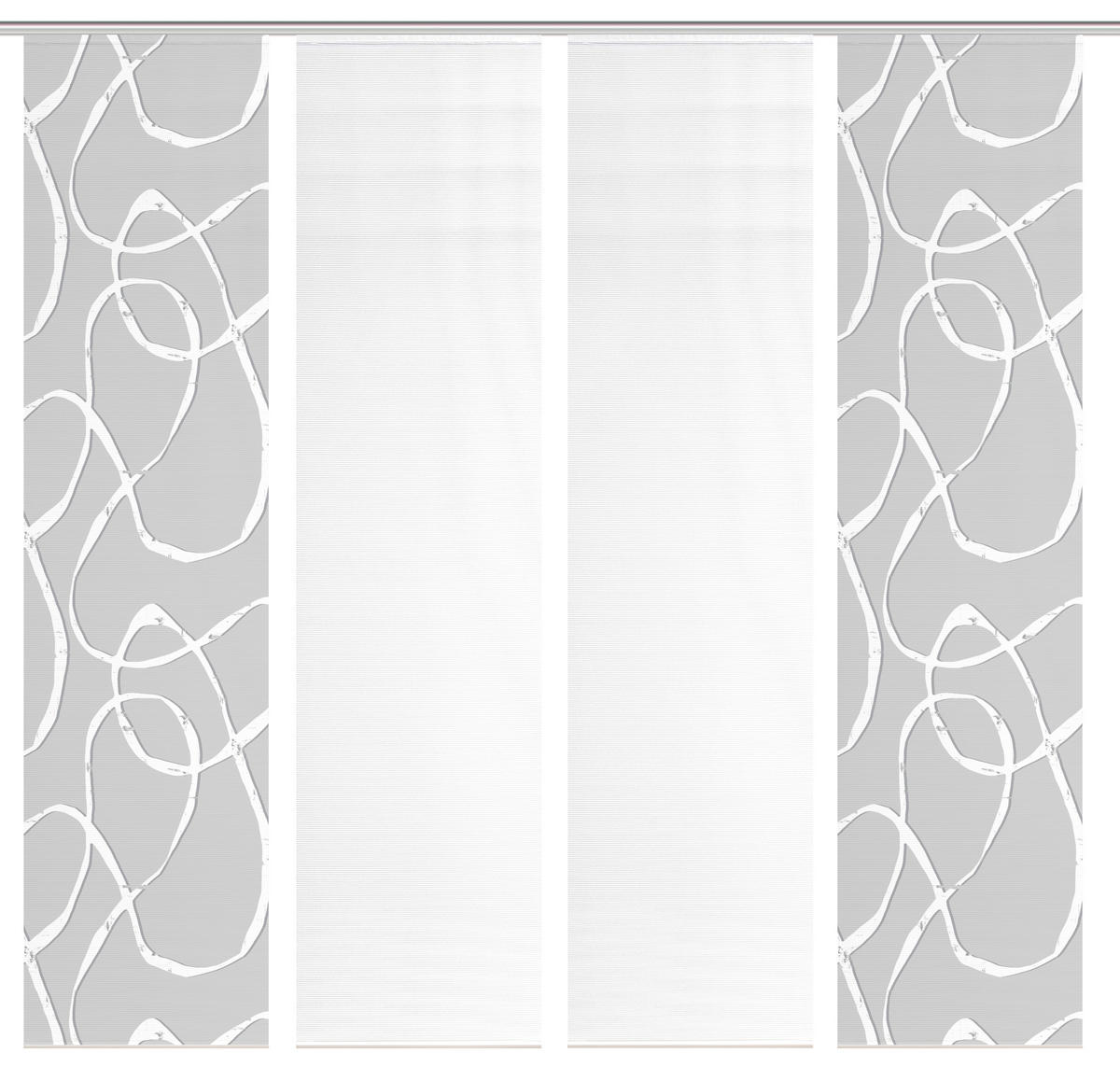 FLÄCHENVORHANG  4 Stück  blickdicht  60/260 cm   - Hellgrau/Weiß, KONVENTIONELL, Textil (60/260cm)
