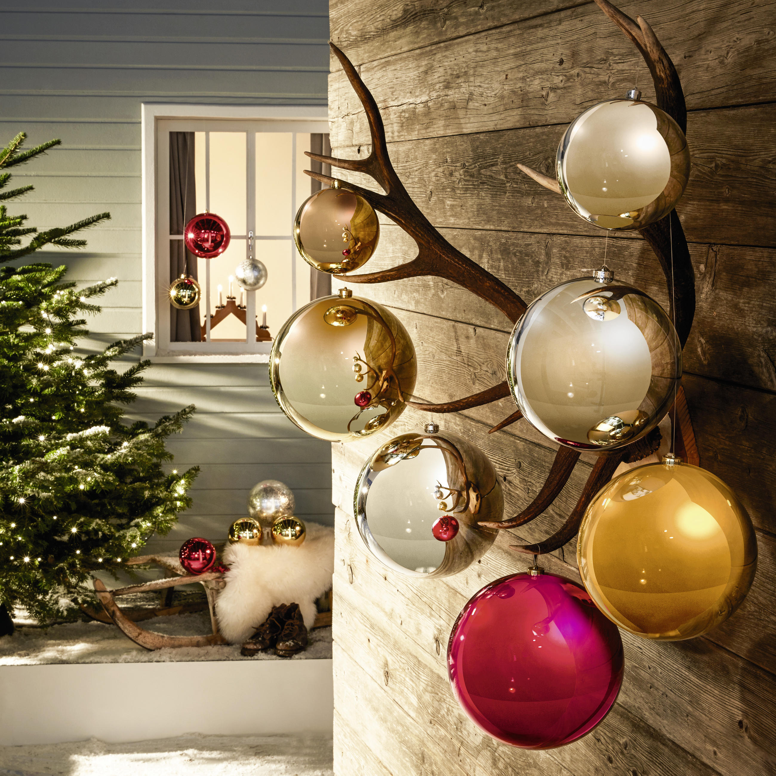 CHRISTBAUMKUGEL 20 cm  - Rot, Basics, Kunststoff (20cm) - X-Mas