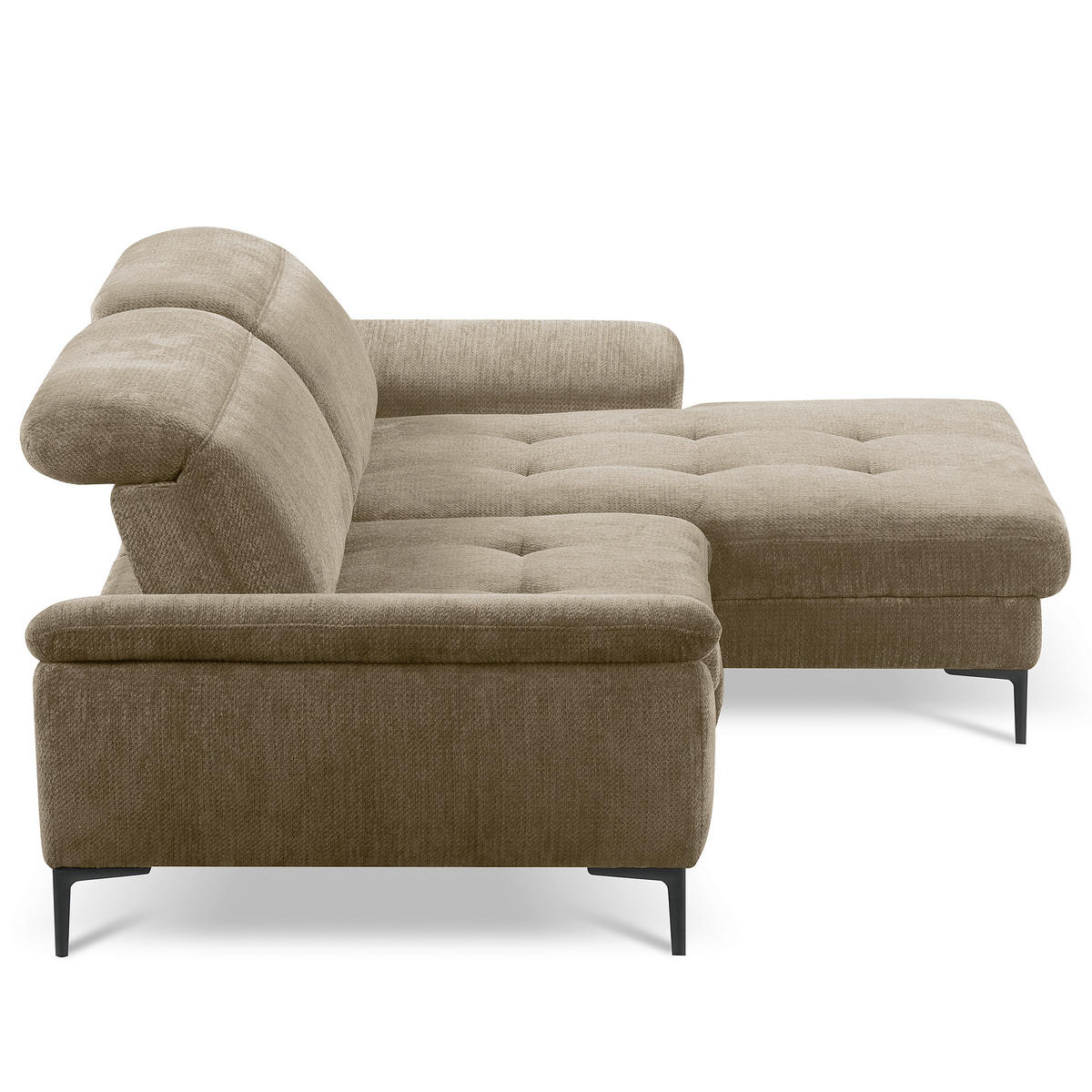 ECKSOFA  Webstoff Taupe  - Taupe/Schwarz, Design, Textil/Metall (268/195cm) - Livetastic
