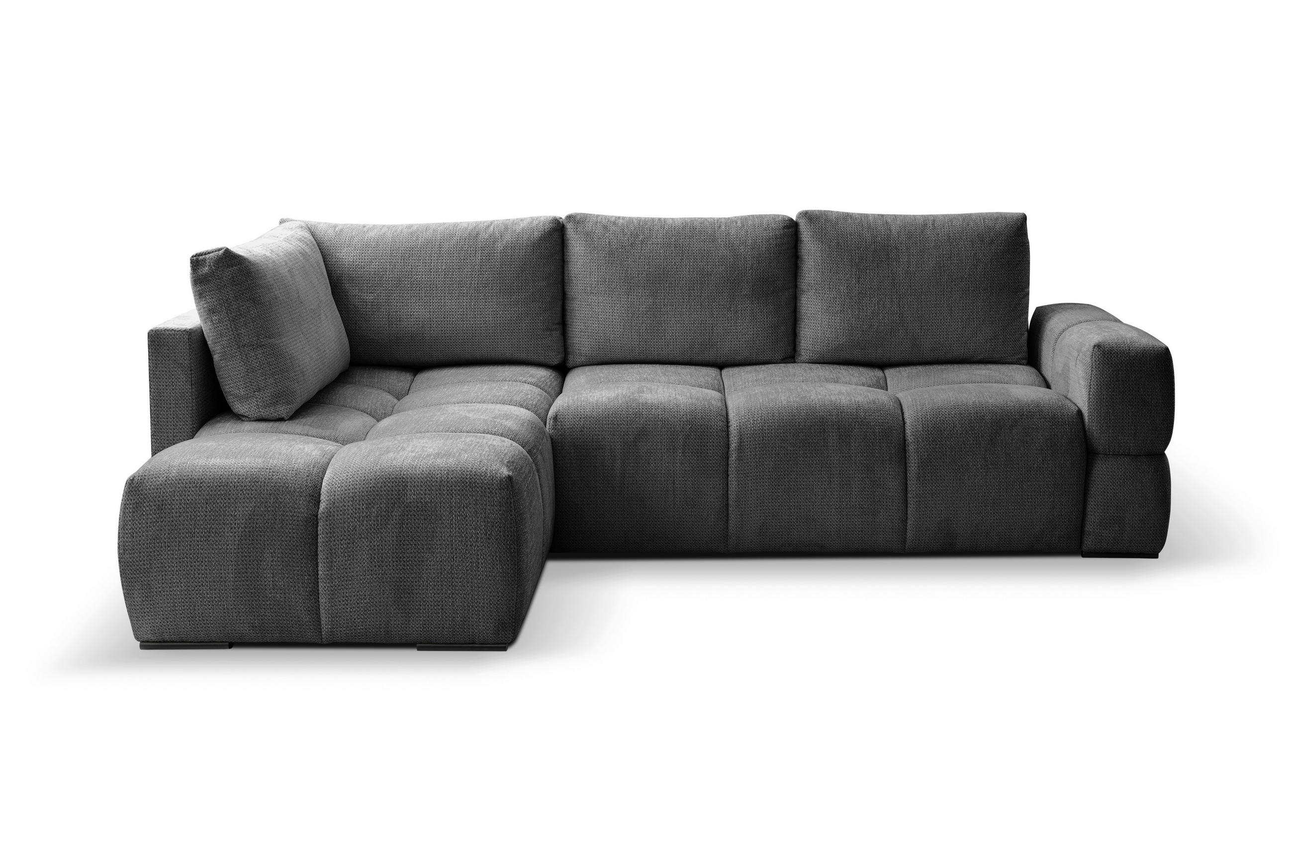 ECKSOFA Anthrazit Chenille  - Anthrazit/Schwarz, Design, Textil/Metall (267/185cm) - Stylife