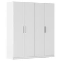 DREHTÜRENSCHRANK 181/210/54 cm,  in Weiß, 4-türig  - Alufarben/Weiß, KONVENTIONELL, Holzwerkstoff/Kunststoff (181/210/54cm) - home24