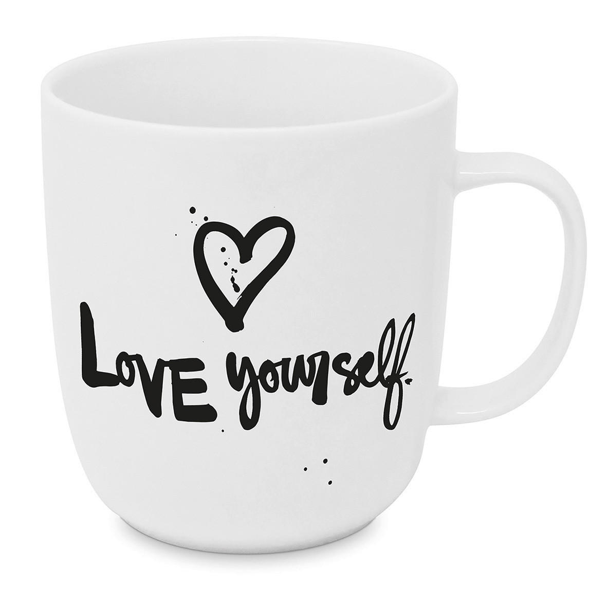 KAFFEEBECHER  400 ml   - Schwarz/Weiß, Basics (9/10cm) - PPD