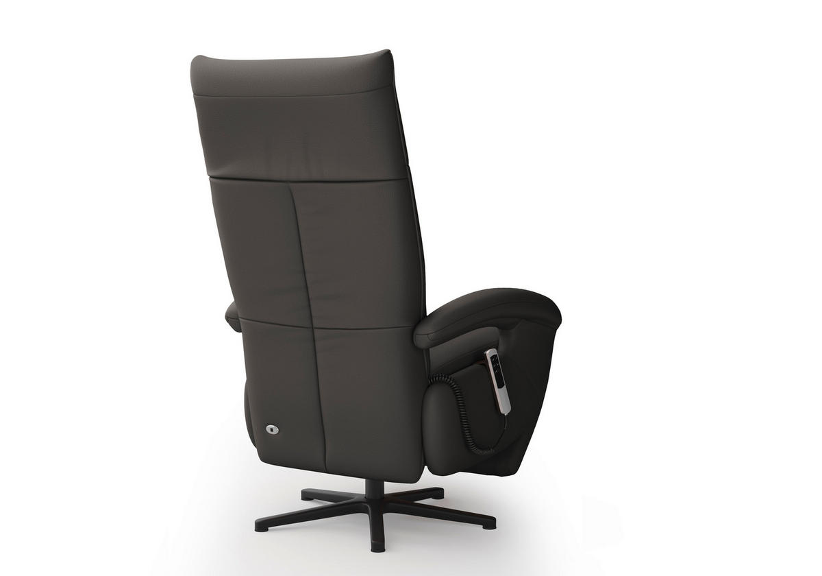 SESSEL in Echtleder Anthrazit  - Anthrazit/Schwarz, Konventionell, Leder/Metall (74/112/82cm) - Sit & More