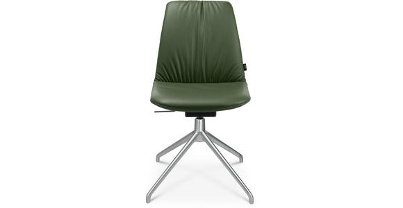 STUHL in Aluminium Echtleder pigmentiert Metall, Leder - Alufarben/Grün, Design, Leder/Metall (46/81,5-84,5/55cm) - Johann Jakob