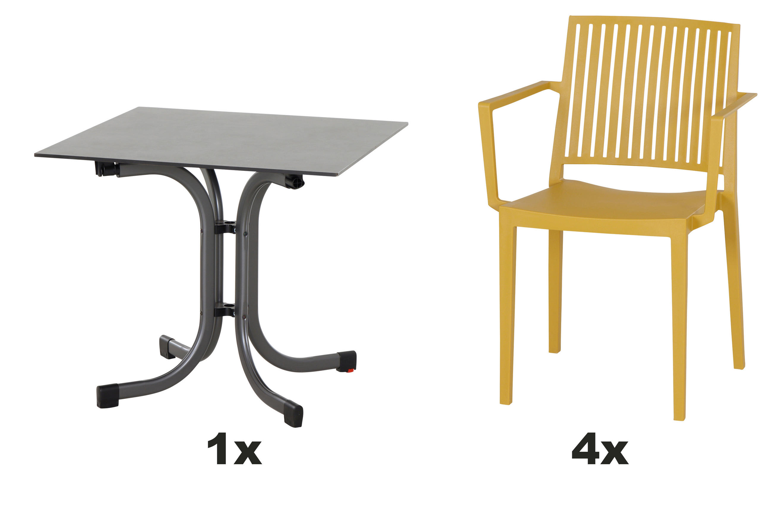 GARTENGARNITUR 5-teilig  - Anthrazit/Gelb, Basics, Holzwerkstoff/Kunststoff (57/80/56cm) - Siena Garden