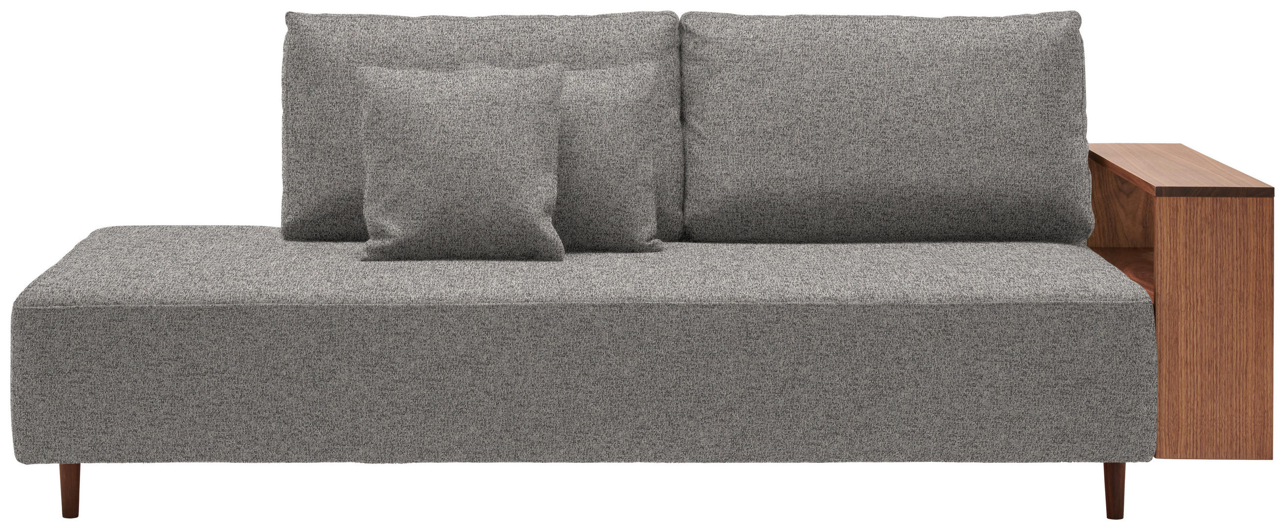 SCHLAFSOFA in Webstoff Grau  - Nussbaumfarben/Grau, Natur, Holz/Textil (228/90/100cm) - Joka