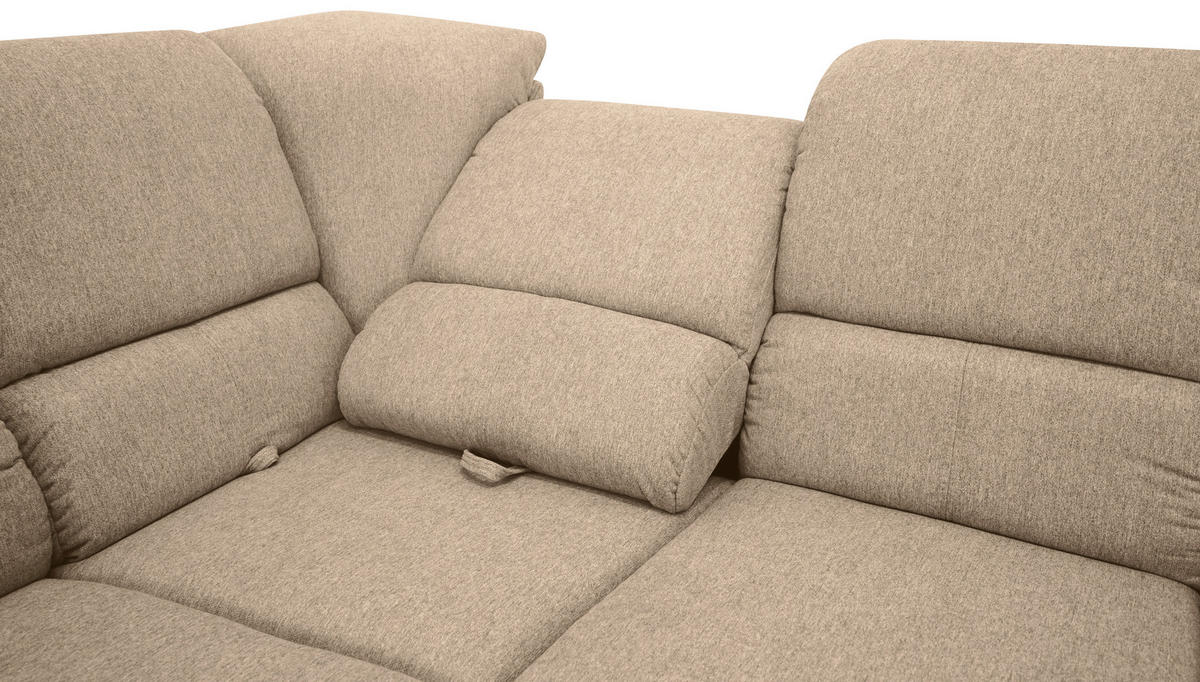 ECKSOFA in Webstoff Taupe  - Taupe/Silberfarben, Design, Holz/Kunststoff (219/270cm) - Livetastic