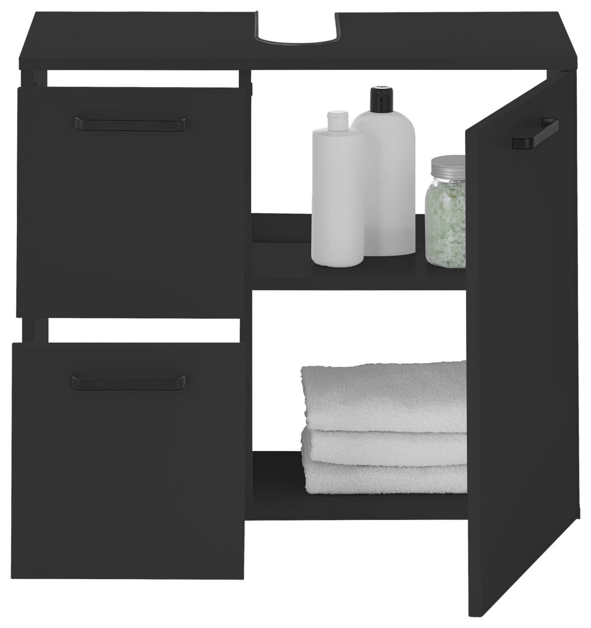 SKŘÍŇKA POD UMYVADLO, černá, černá, 70/60/35 cm - černá, Moderní, kompozitní dřevo/plast (70/60/35cm) - MID.YOU