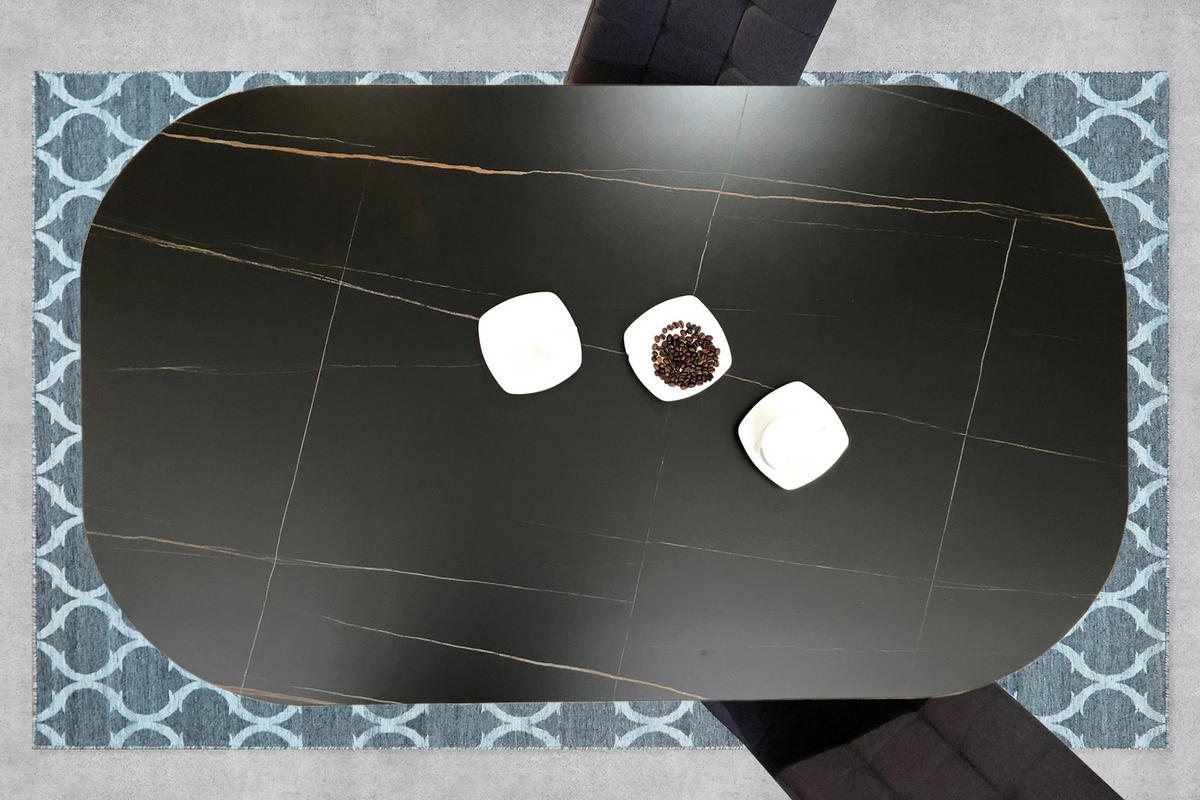 ESSTISCH rechteckig Schwarz  - Schwarz, Design, Stein/Metall (150/90/75cm) - Livetastic