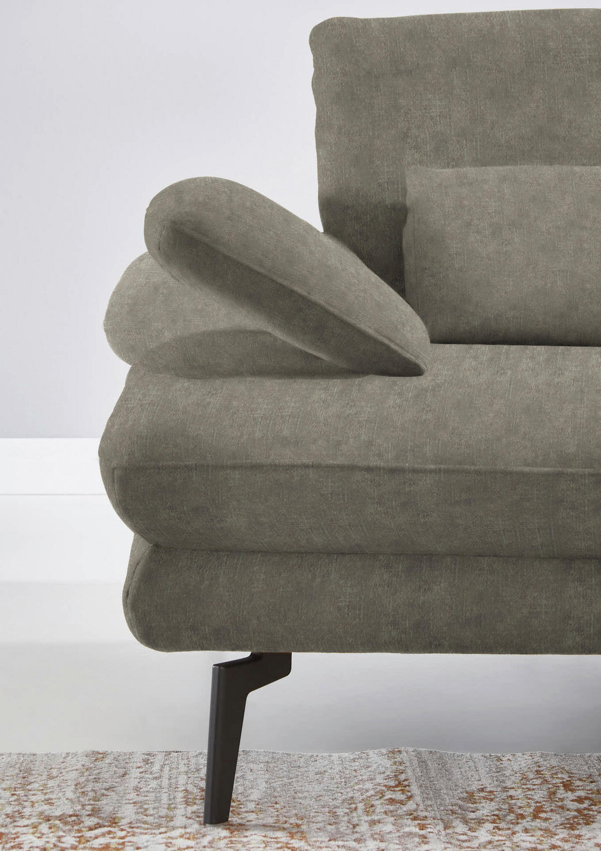 ECKSOFA in Velours Grau  - Schwarz/Grau, Design, Textil/Metall (310/180cm) - Dieter Knoll