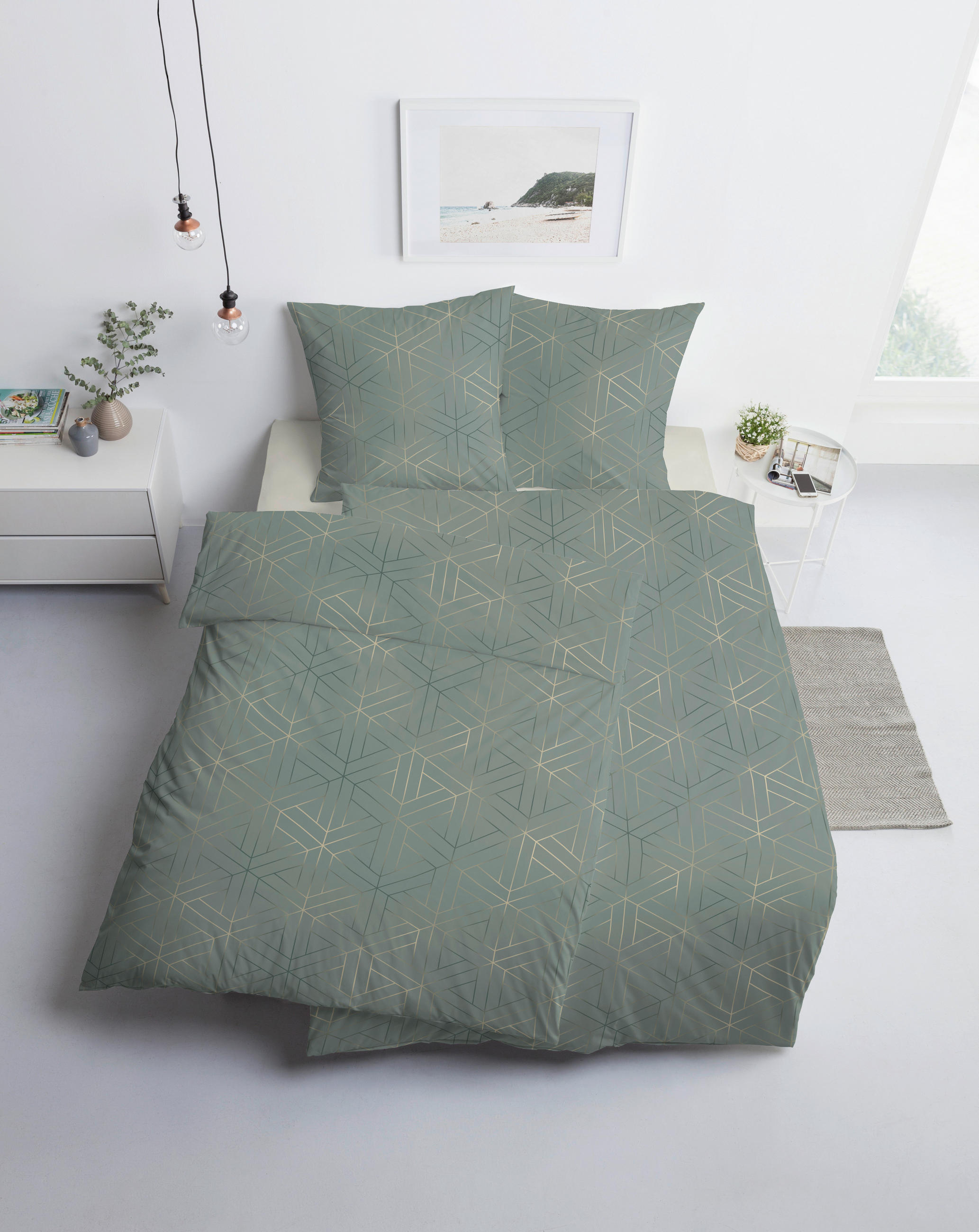 BETTWÄSCHE Atelier Makosatin 135/200 cm  - Mintgrün, Design, Textil (135/200cm) - Estella