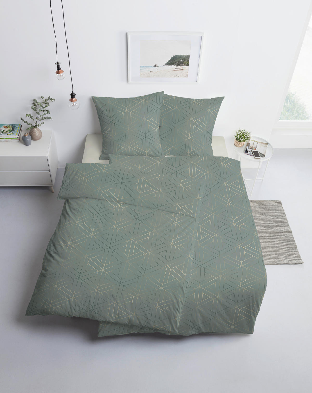 BETTWÄSCHE Atelier Makosatin 135/200 cm  - Mintgrün, Design, Textil (135/200cm) - Estella