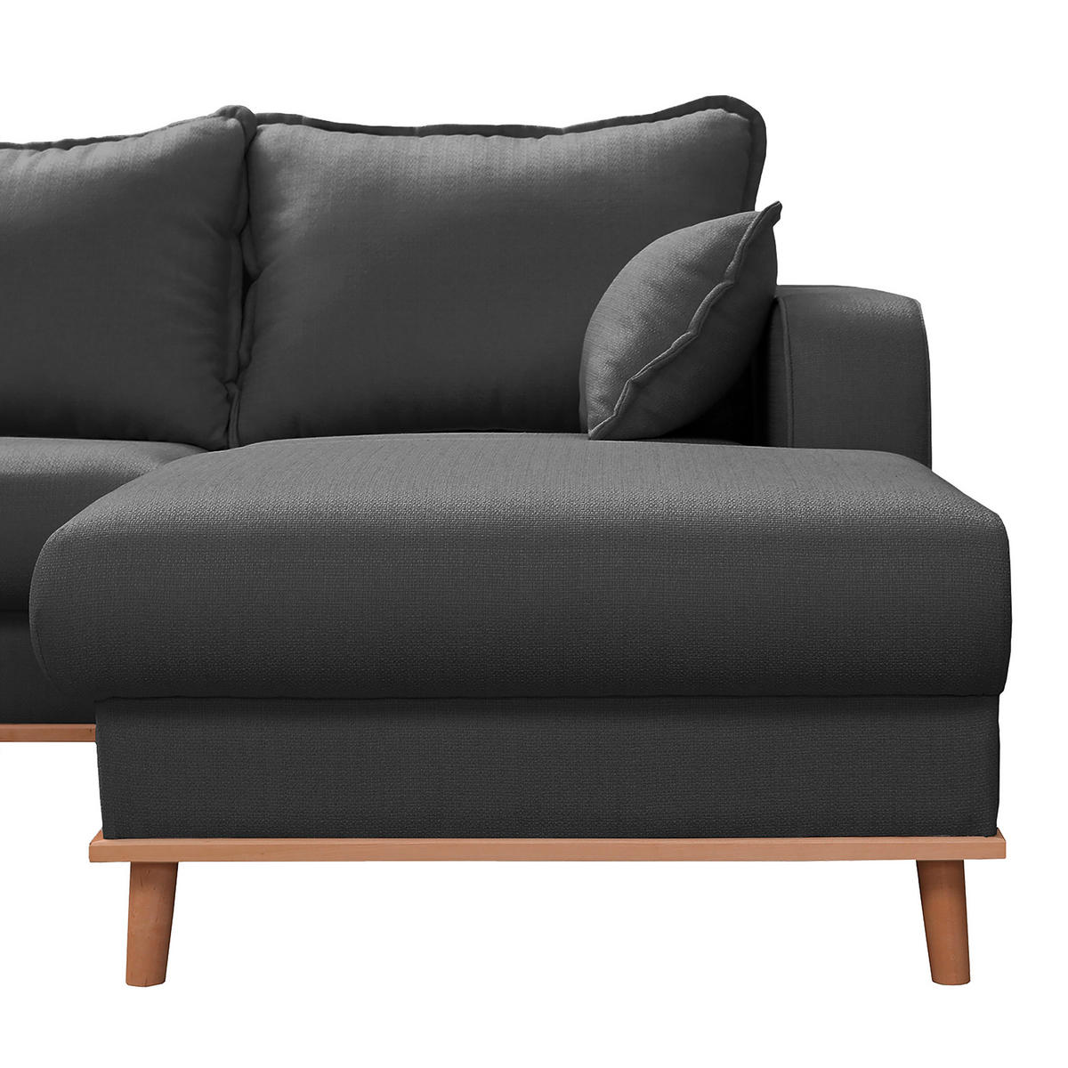WOHNLANDSCHAFT in Textilgeflecht Dunkelgrau  - Wengefarben/Dunkelgrau, Design, Holz/Textil (167/296/170cm) - Livetastic