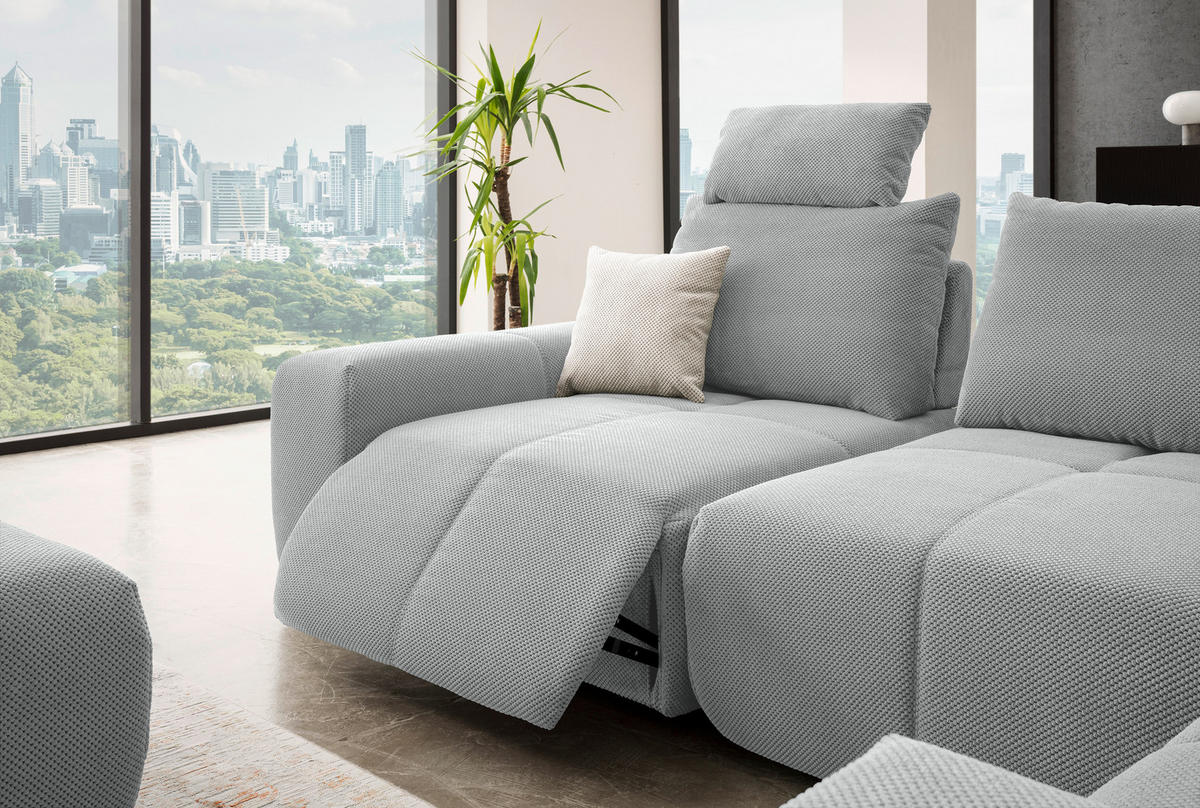 ECKSOFA in Velours Grau  326/236 cm  - Schwarz/Grau, Design, Kunststoff/Textil (326/236cm) - Xora