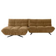 ECKSOFA Beigebraun Chenille Rücken echt, Sitztiefenverstellung  - Beigebraun/Schwarz, Design, Textil/Metall (178/295cm) - Belluti