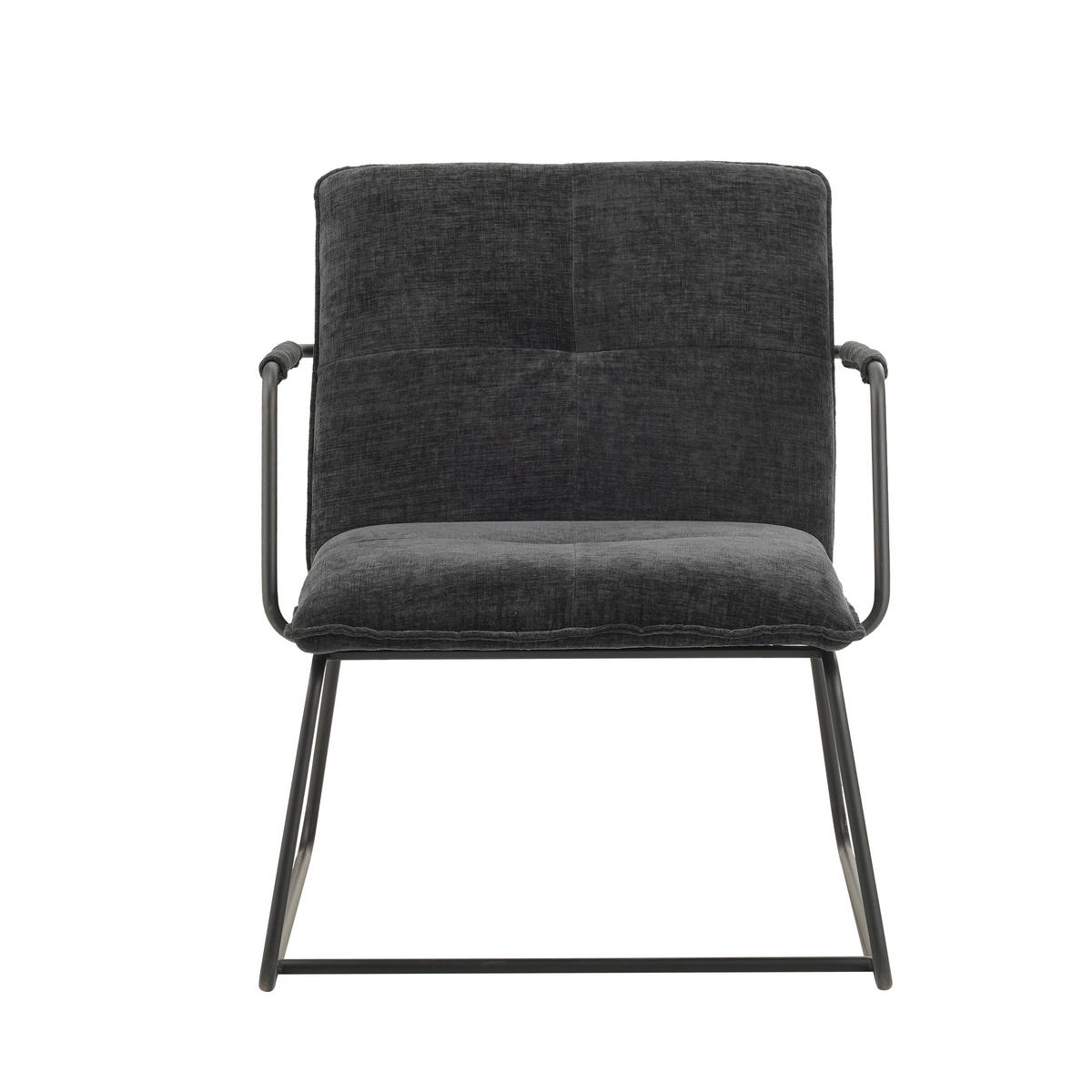 SESSEL in Chenille Schwarz  - Schwarz, MODERN, Textil/Metall (65/80/68cm) - MID.YOU