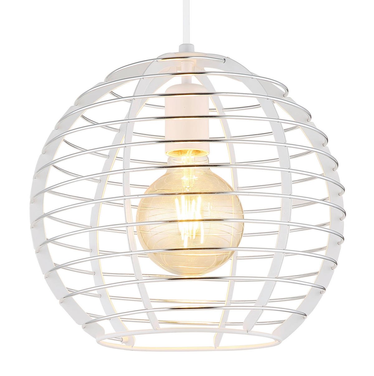 HÄNGELEUCHTE 28/120 cm  - Chromfarben/Weiß, Basics, Kunststoff/Metall (28/120cm) - Globo