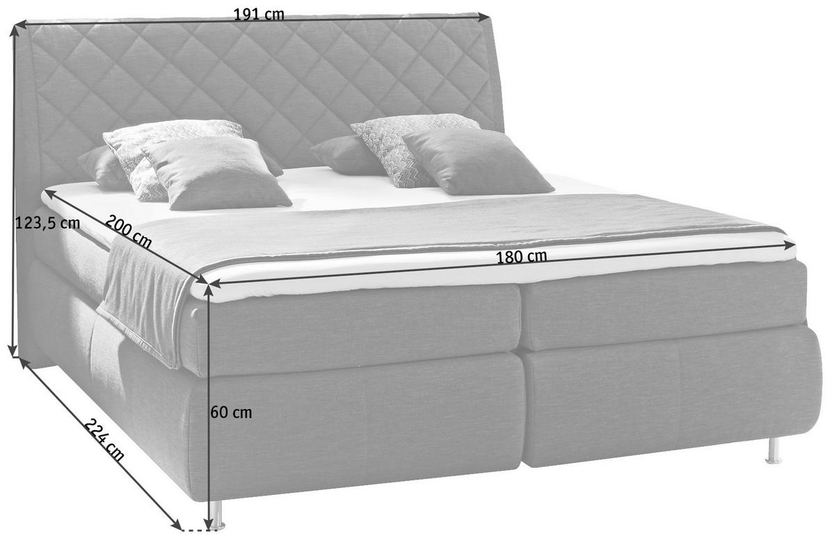BOXSPRINGOVÁ POSTEĽ, 180/200 cm, červená - hliníková/červená, Konventionell, kov/textil (180/200cm) - Dieter Knoll