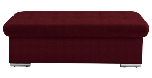 HOCKER Flachgewebe Bordeaux  - Bordeaux/Silberfarben, Design, Textil/Metall (137/43/74cm) - Cantus