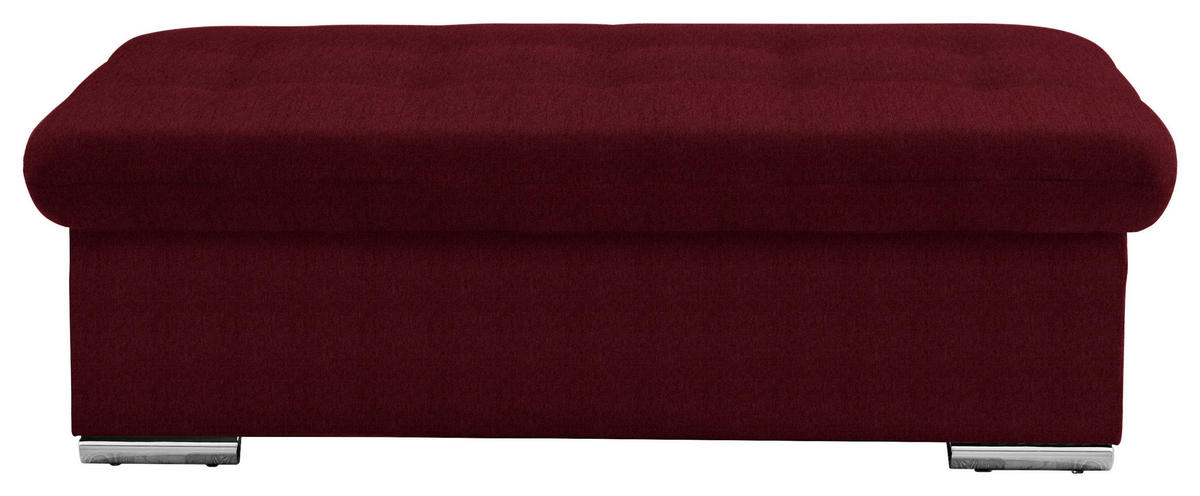HOCKER in Textil Bordeaux  - Bordeaux/Silberfarben, Design, Textil/Metall (137/43/74cm) - Cantus