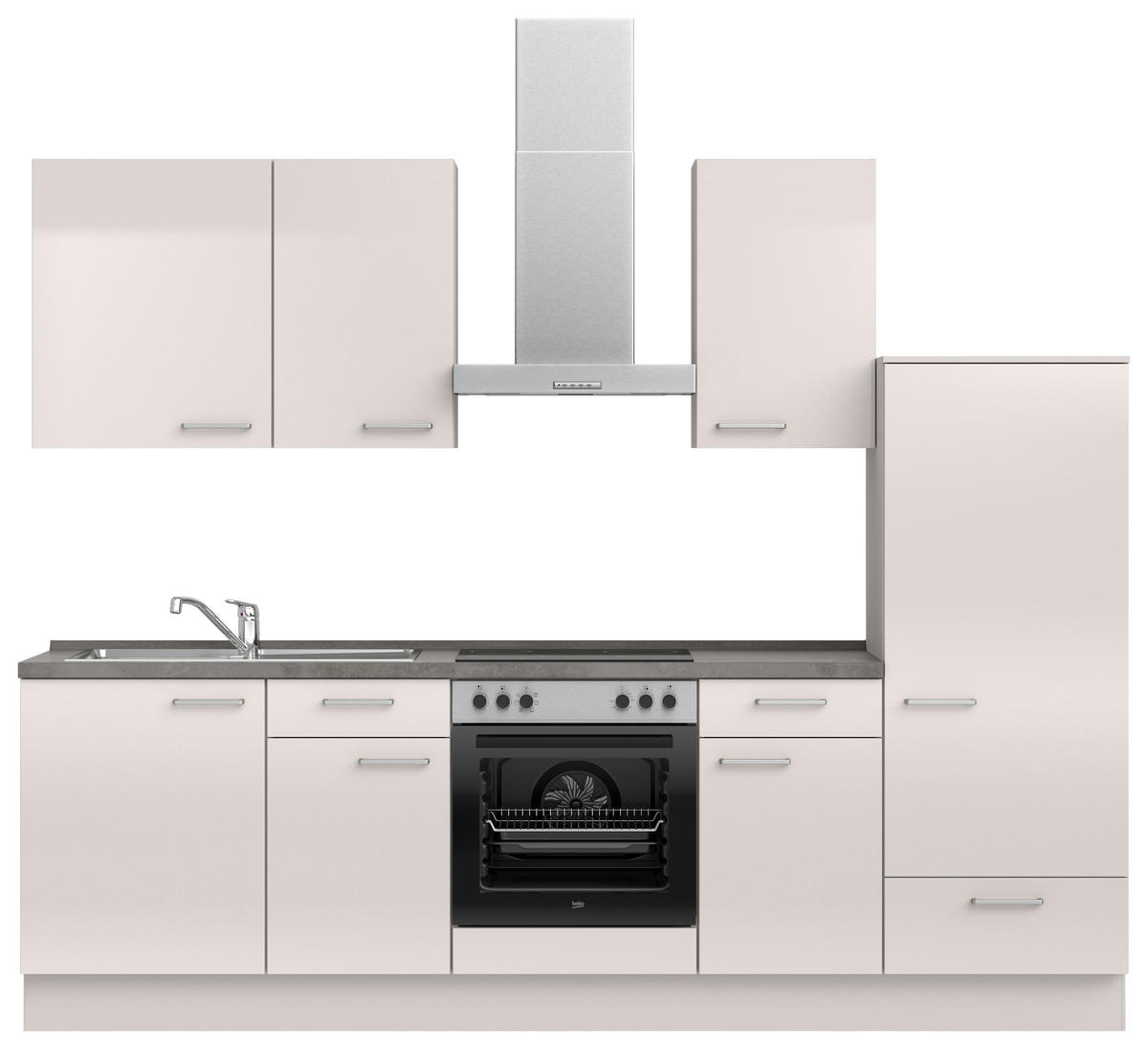 KÜCHENBLOCK Flash 270 cm  in Schieferfarben, Seidengrau  - Schieferfarben/Edelstahlfarben, MODERN, Holzwerkstoff/Metall (270cm) - Nobilia