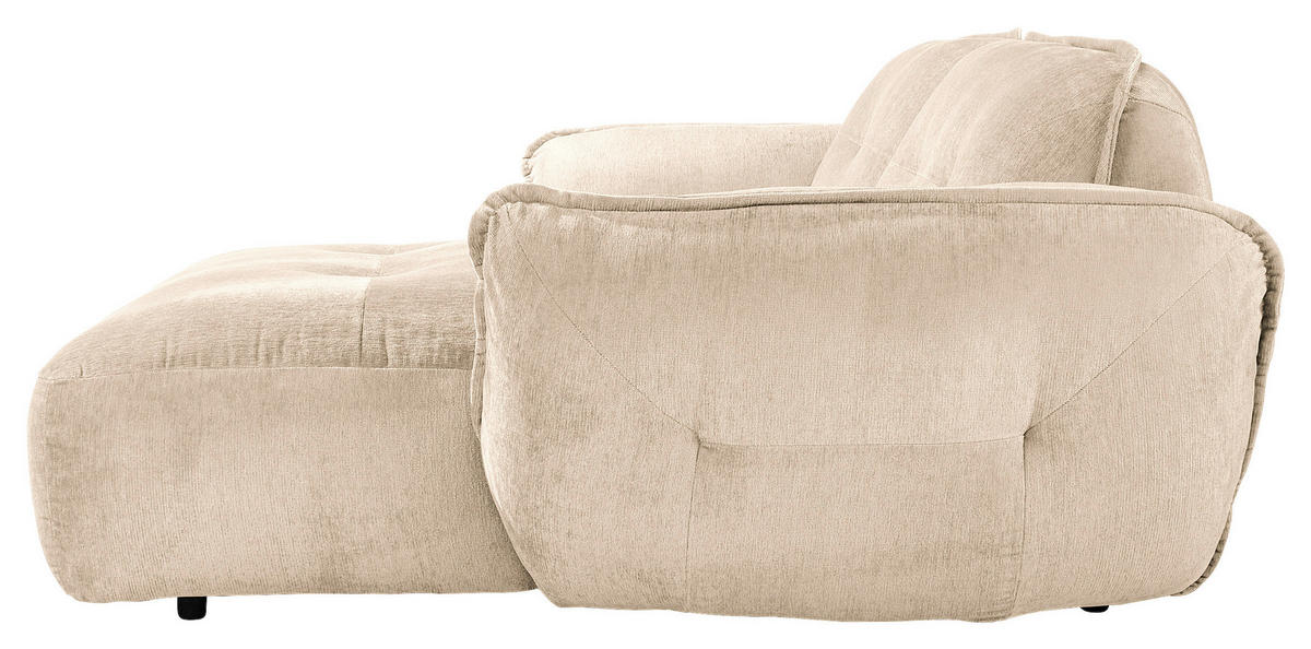 ECKSOFA in Chenille Creme  - Creme/Schwarz, Modern, Kunststoff/Textil (269/184cm) - Trendmanufaktur