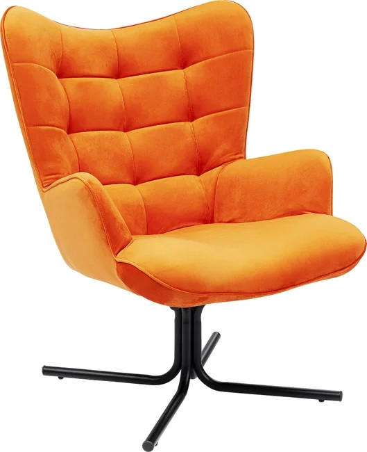 DESIGNSESSEL in Samt Orange, Schwarz  - Schwarz/Orange, Design, Textil/Metall (82/95/73cm) - Kare-Design